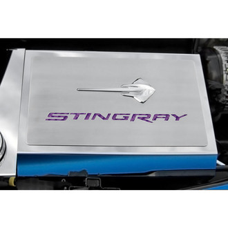 ACC® - Polished Fuse Box Cover with Purple Carbon Fiber Stingray Logo