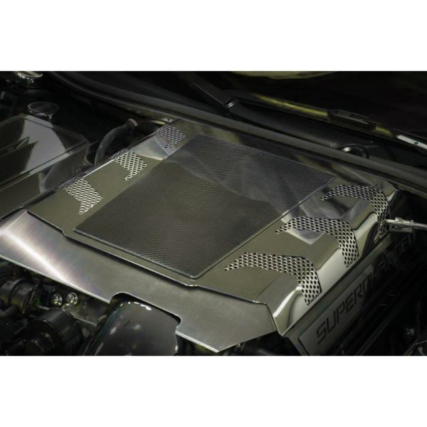 American Car Craft® - Z06 Style Polished Engine Shroud Cover with Carbon Fiber Plate