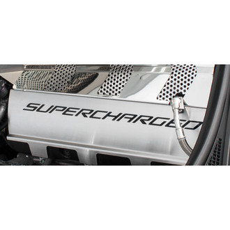 ACC® - Non-Illuminated Brushed/Polished Fuel Rail Covers with Brushed Black Solid Supercharged Logo