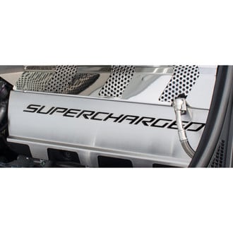 ACC® - Non-Illuminated Brushed/Polished Fuel Rail Covers with Black Carbon Fiber Supercharged Logo