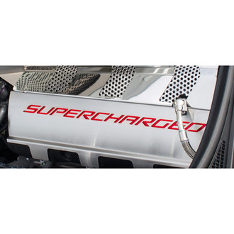 ACC® - Non-Illuminated Brushed/Polished Fuel Rail Covers with Bright Red Solid Supercharged Logo