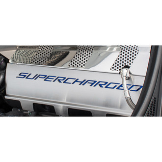 ACC® - Non-Illuminated Brushed/Polished Fuel Rail Covers with Dark Blue Solid Supercharged Logo