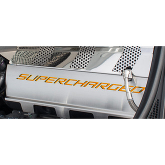 ACC® - Non-Illuminated Brushed/Polished Fuel Rail Covers with Orange Carbon Fiber Supercharged Logo