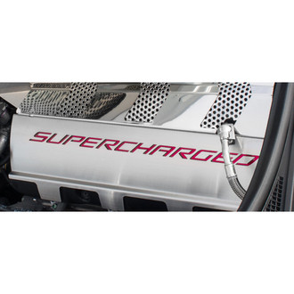 ACC® - Non-Illuminated Brushed/Polished Fuel Rail Covers with Red Carbon Fiber Supercharged Logo