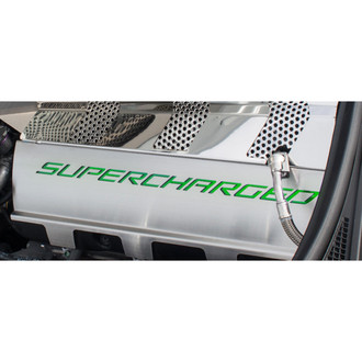 ACC® - Non-Illuminated Brushed/Polished Fuel Rail Covers with Synergy Green Solid Supercharged Logo