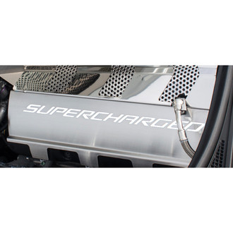ACC® - Non-Illuminated Brushed/Polished Fuel Rail Covers with White Carbon Fiber Supercharged Logo