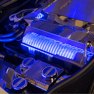 ACC® - Supercharged Style Blue Illuminated Polished Fuel Rail Covers