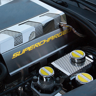 ACC® - Supercharged Style Yellow Illuminated Polished Fuel Rail Covers