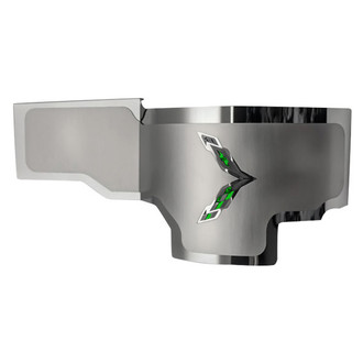 ACC® - Brushed Alternator Cover with Green Carbon Fiber Crossed Flags Logo