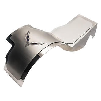 ACC® - Brushed Alternator Cover with Black Solid Crossed Flags Logo