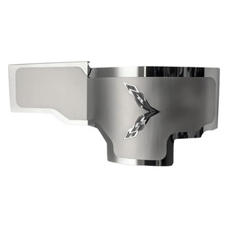 ACC® - Brushed Alternator Cover with White Carbon Fiber Crossed Flags Logo