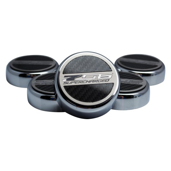 American Car Craft® - Carbon Fiber Cap Cover Set with Z06 Supercharged Logo