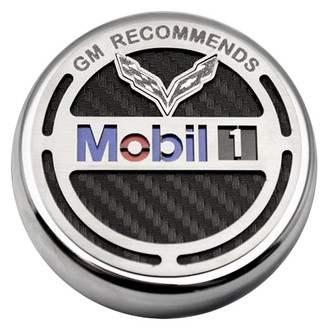 ACC® - GM Recommends Mobil 1 Chrome Oil Fluid Cap Cover with Carbon Fiber Inlay