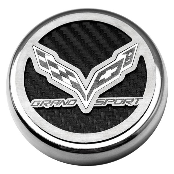 American Car Craft® - Brushed Black Carbon Fiber Cap Cover Set with Grand Sport Logo