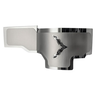 ACC® - Brushed Alternator Cover with Brushed Black Solid Crossed Flags Logo