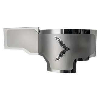 ACC® - Brushed Alternator Cover with Black Carbon Fiber Crossed Flags Logo