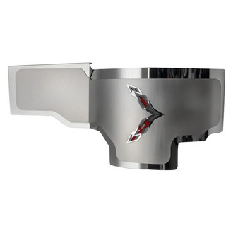 ACC® - Brushed Alternator Cover with Garnet Red Solid Crossed Flags Logo