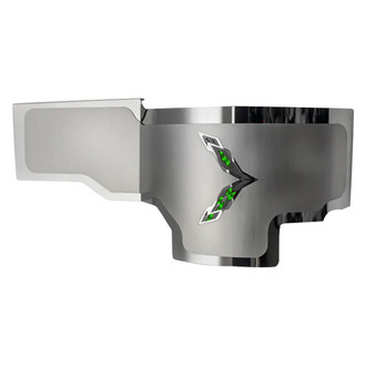ACC® - Brushed Alternator Cover with Green Carbon Fiber Crossed Flags Logo