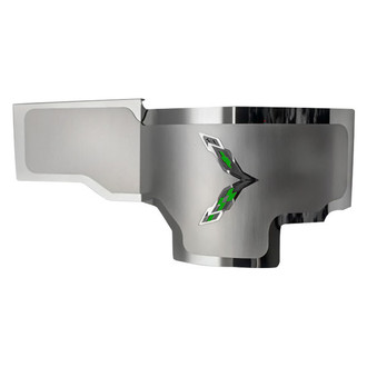 ACC® - Brushed Alternator Cover with Synergy Green Solid Crossed Flags Logo