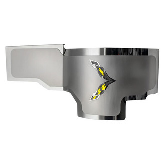 ACC® - Brushed Alternator Cover with Yellow Solid Crossed Flags Logo