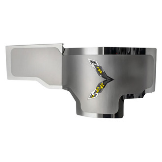 ACC® - Brushed Alternator Cover with Yellow Carbon Fiber Crossed Flags Logo