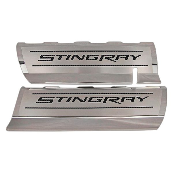 American Car Craft® - GM Licensed Series Polished Fuel Rail Covers with Black Stingray Logo