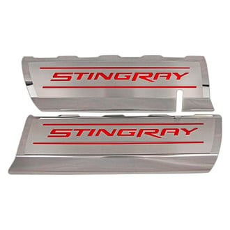 ACC® - GM Licensed Series Polished Fuel Rail Covers with Bright Red Solid Stingray Logo