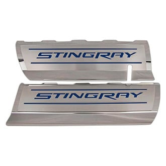 ACC® - GM Licensed Series Polished Fuel Rail Covers with Dark Blue Solid Stingray Logo