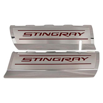 ACC® - GM Licensed Series Polished Fuel Rail Covers with Garnet Red Solid Stingray Logo