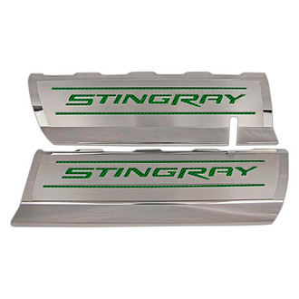 ACC® - GM Licensed Series Polished Fuel Rail Covers with Green Carbon Fiber Stingray Logo