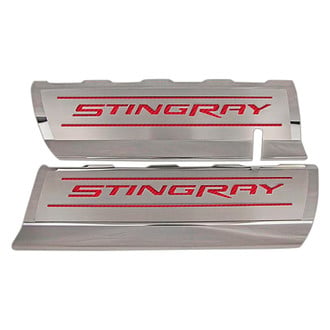 ACC® - GM Licensed Series Polished Fuel Rail Covers with Red Carbon Fiber Stingray Logo