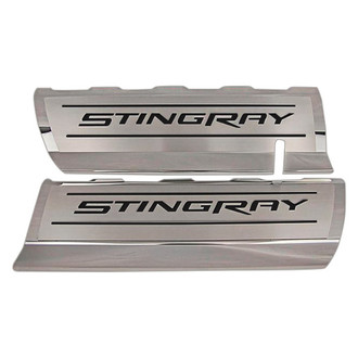 ACC® - GM Licensed Series Polished Fuel Rail Covers with Black Solid Stingray Logo