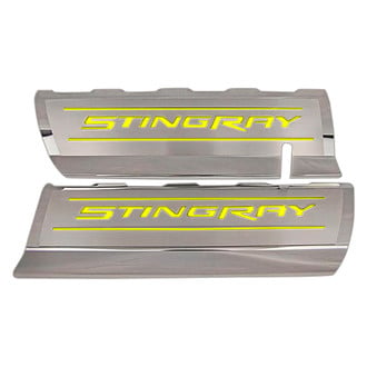 ACC® - GM Licensed Series Polished Fuel Rail Covers with Yellow Solid Stingray Logo