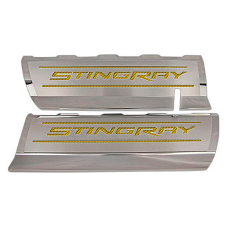 ACC® - GM Licensed Series Polished Fuel Rail Covers with Yellow Carbon Fiber Stingray Logo
