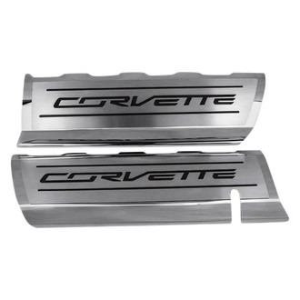 ACC® - GM Licensed Series Polished Fuel Rail Covers with Brushed Black Solid Corvette Logo