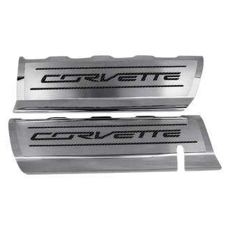 ACC® - GM Licensed Series Polished Fuel Rail Covers with Black Carbon Fiber Corvette Logo