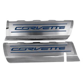 ACC® - GM Licensed Series Polished Fuel Rail Covers with Blue Carbon Fiber Corvette Logo