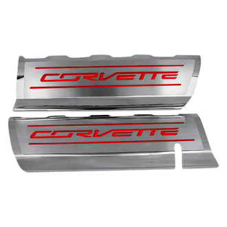 ACC® - GM Licensed Series Polished Fuel Rail Covers with Bright Red Solid Corvette Logo