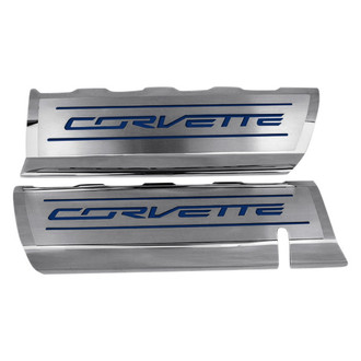 ACC® - GM Licensed Series Polished Fuel Rail Covers with Dark Blue Solid Corvette Logo