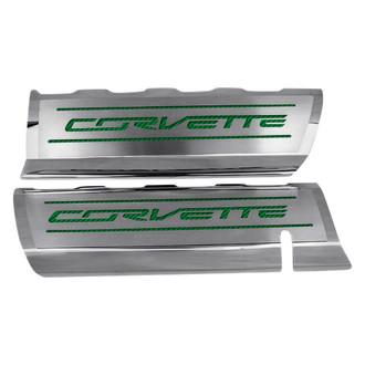 ACC® - GM Licensed Series Polished Fuel Rail Covers with Green Carbon Fiber Corvette Logo