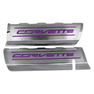ACC® - GM Licensed Series Polished Fuel Rail Covers with Purple Carbon Fiber Corvette Logo