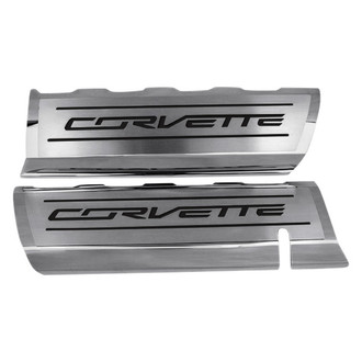 ACC® - GM Licensed Series Polished Fuel Rail Covers with Black Solid Corvette Logo