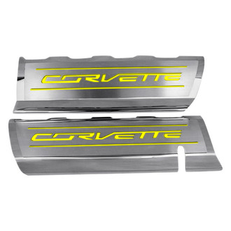 ACC® - GM Licensed Series Polished Fuel Rail Covers with Yellow Solid Corvette Logo