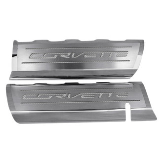 ACC® - GM Licensed Series Polished Fuel Rail Covers with White Carbon Fiber Corvette Logo