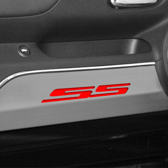 ACC® - GM Licensed Brushed Door Panel Kick Plates with Bright Red SS Logo