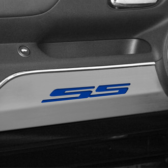ACC® - GM Licensed Brushed Door Panel Kick Plates with Dark Blue SS Logo