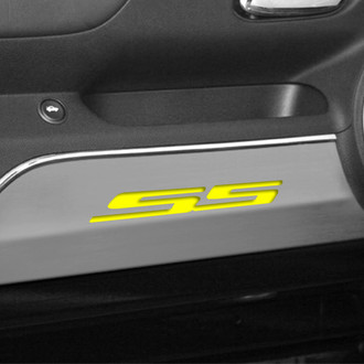 ACC® - GM Licensed Brushed Door Panel Kick Plates with Yellow SS Logo
