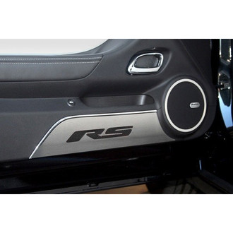 ACC® - GM Licensed Brushed Door Panel Kick Plates with Brushed Black RS Logo