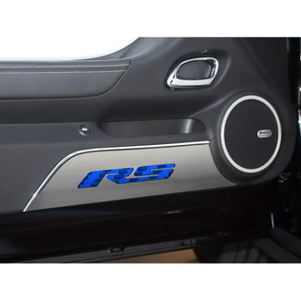 ACC® - GM Licensed Brushed Door Panel Kick Plates with Blue RS Logo