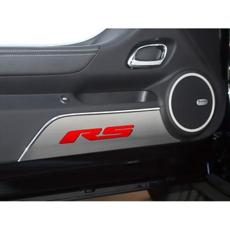 ACC® - GM Licensed Brushed Door Panel Kick Plates with Bright Red RS Logo